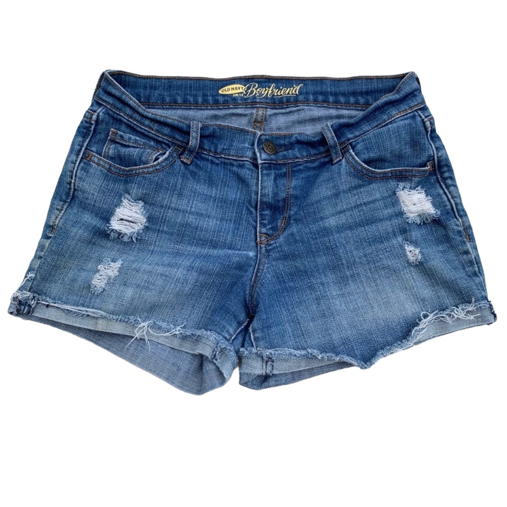 Old Navy Boyfriend Distressed Denim Jean Short  Womens  0